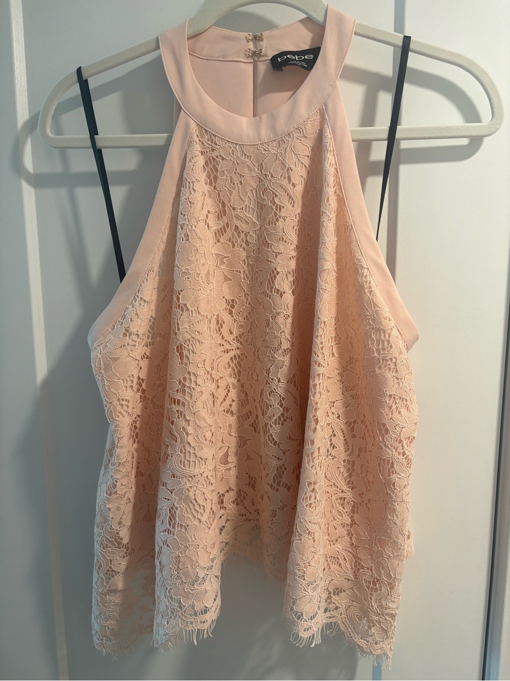 bebe Pink Lace Halter Camisole